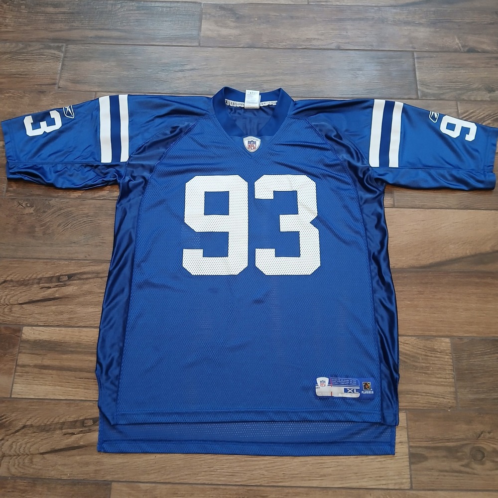 Vintage Indianapolis Colts Jersey Mens Extra Large Blue Reebok Dwight Freeney 93